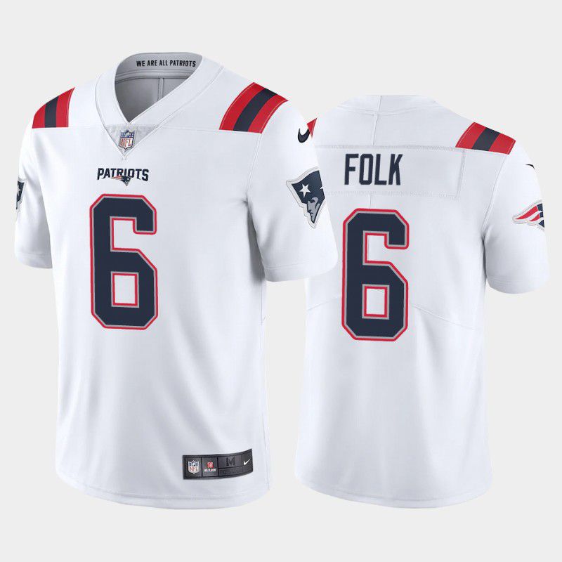 Men New England Patriots 6 Nick Folk Nike White Vapor Limited NFL Jersey